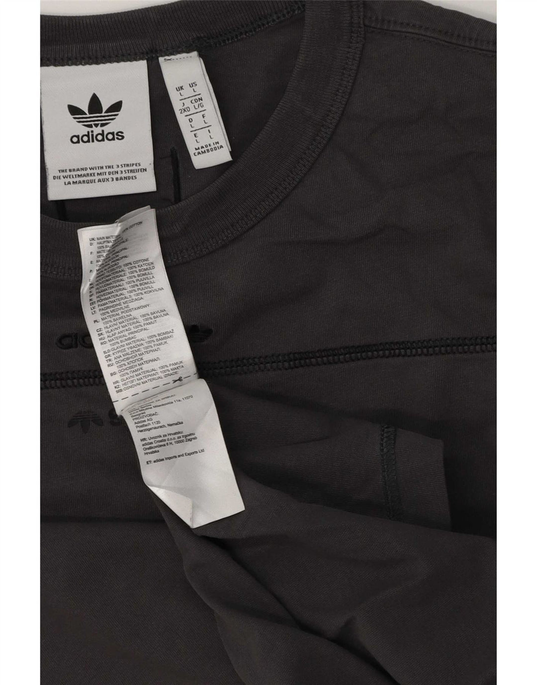 Adidas Męski T-shirt Top Duży Szary Bawełniany