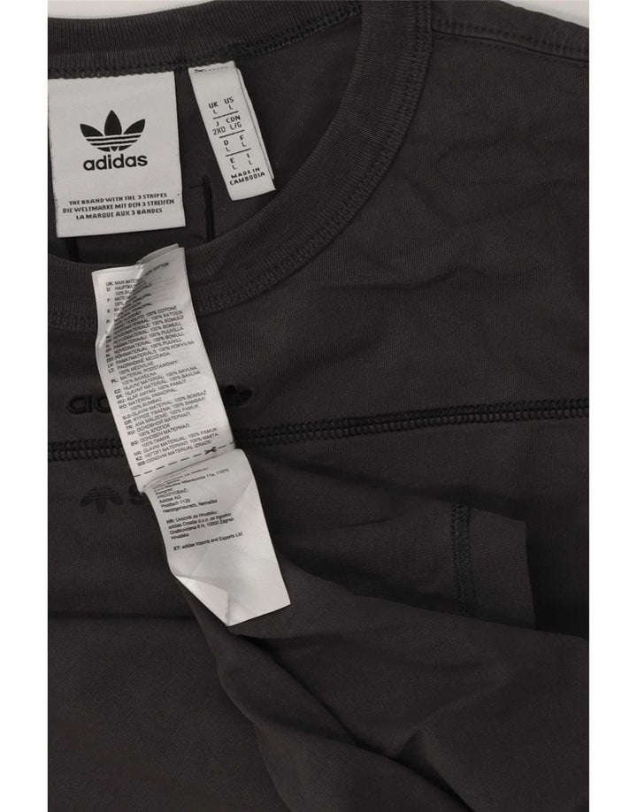 Adidas Męski T-shirt Top Duży Szary Bawełniany