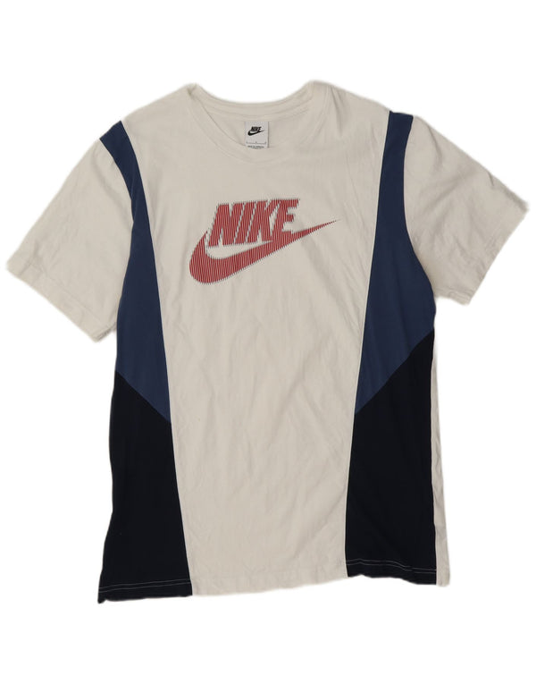 Męska koszulka z grafiką Nike, duża, biała, bawełniana z blokami kolorów