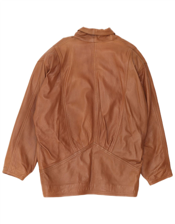 Vintage damska kurtka skórzana oversize UK 18 XL, brązowa skóra