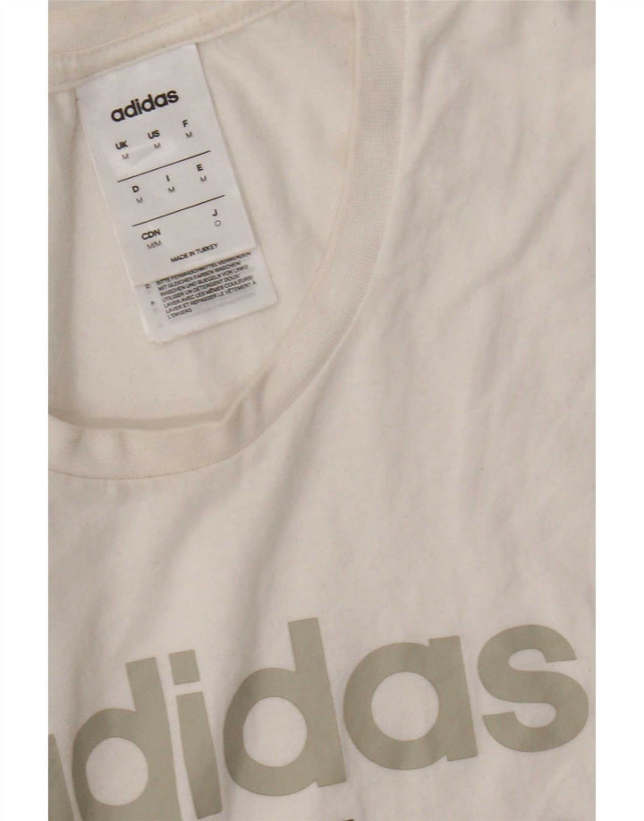 Męska koszulka z grafiką Adidas, średnia, biała bawełna