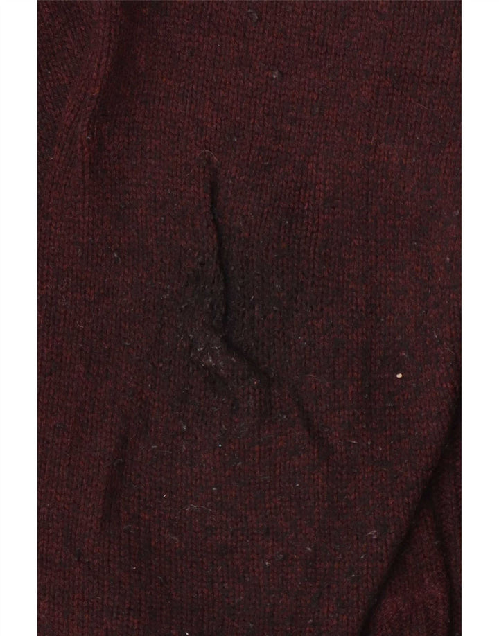 Marks & Spencer Męski sweter z zamkiem błyskawicznym, duży, bordowy, z owczej wełny