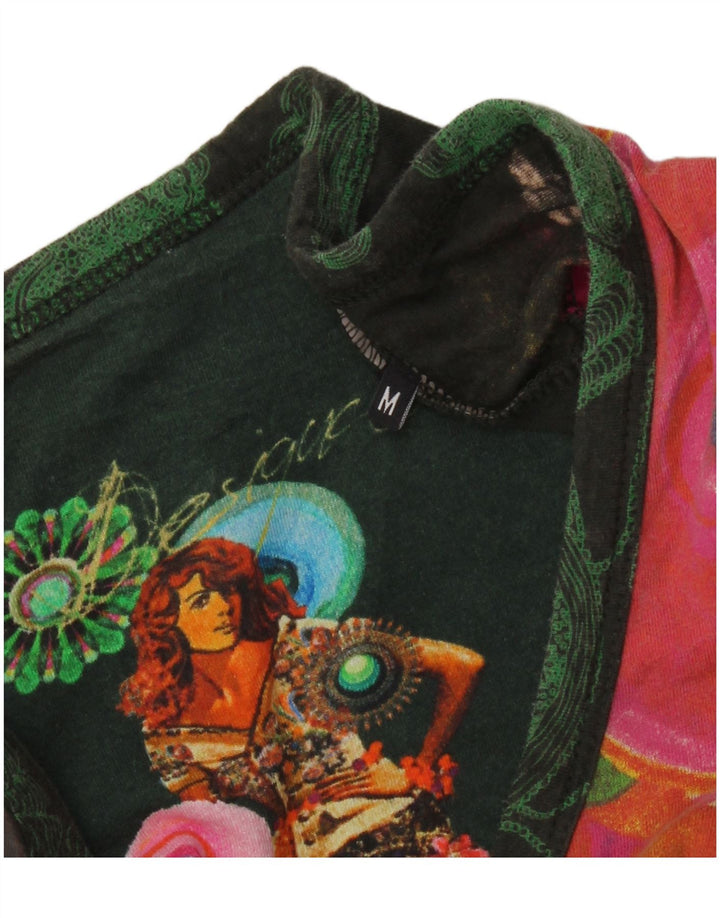DESIGUAL Damski top graficzny z długim rękawem, UK 12, średni, wielokolorowy kwiatowy