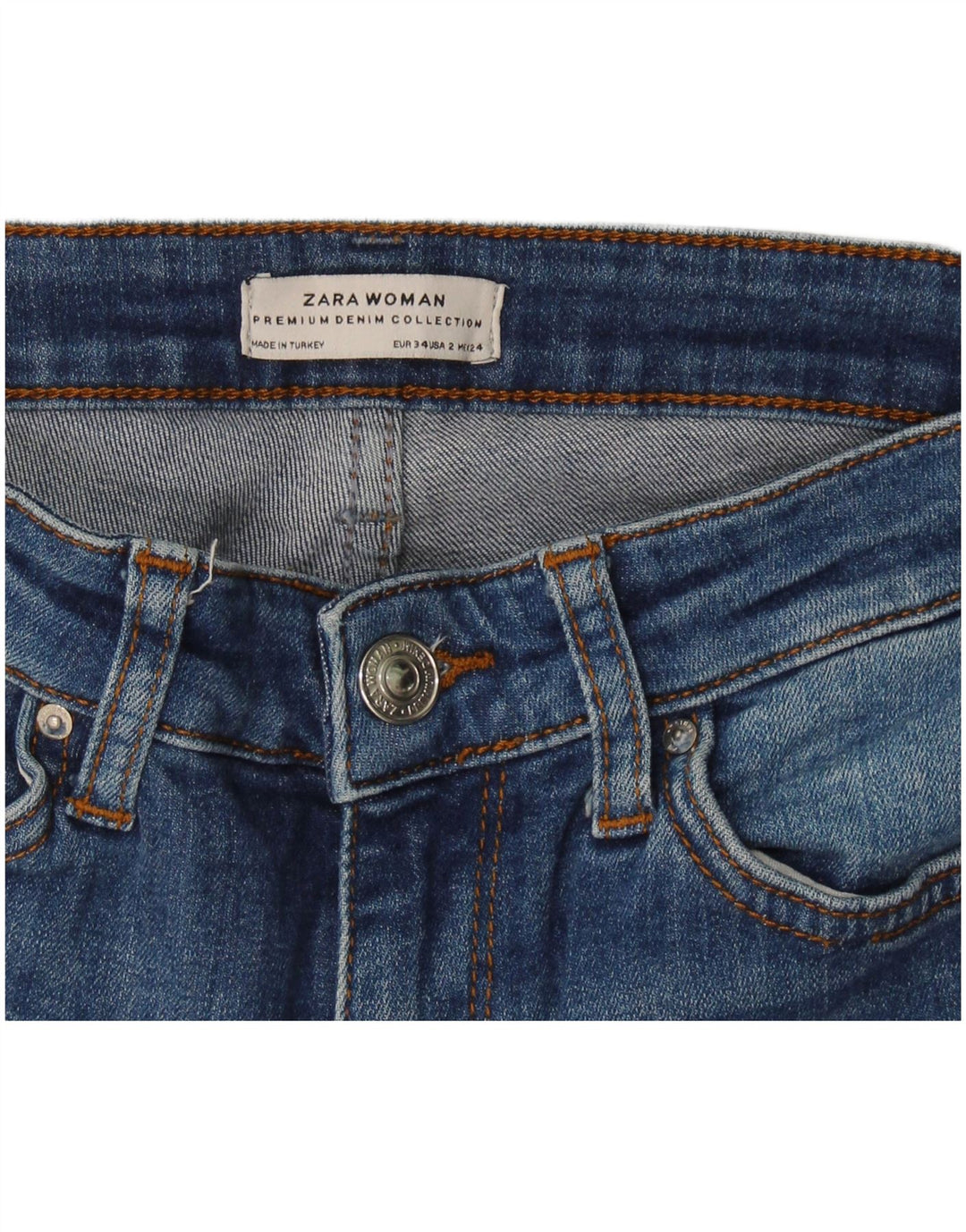 Damskie jeansy rozkloszowane Zara EU 34 2XS W24 L31 Niebieskie