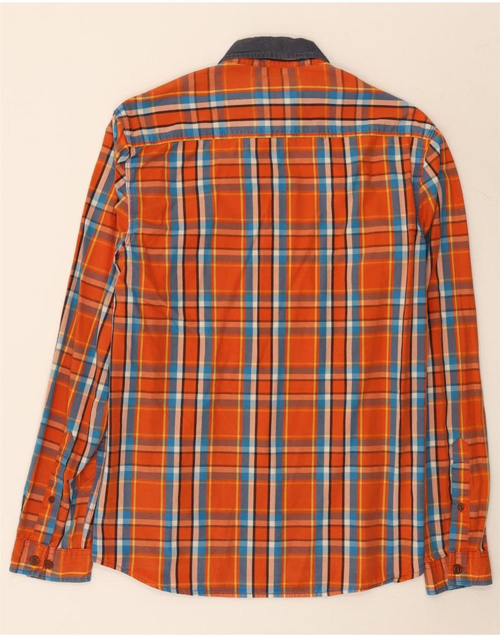 Koszula męska JACK & JONES, bawełniana, w średnią pomarańczową kratkę