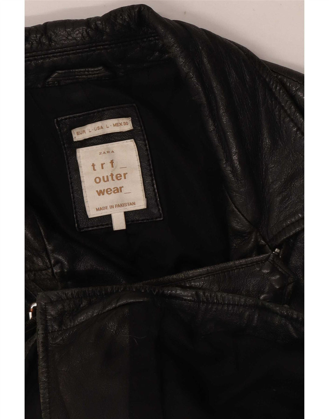 Damska kurtka motocyklowa Zara Crop Leather UK 16, duża czarna