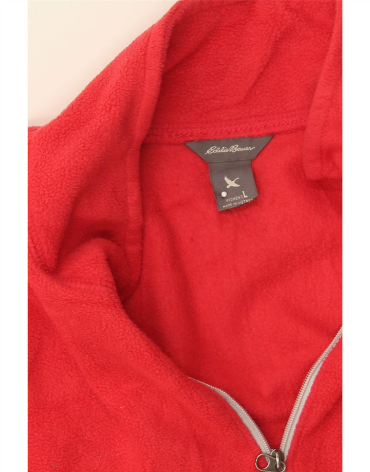 EDDIE BAUER Womens Zip Neck Fleece Jumper UK 16 Large Red Polyester Vintage Eddie Bauer and Second-Hand Eddie Bauer from Messina Hembry 