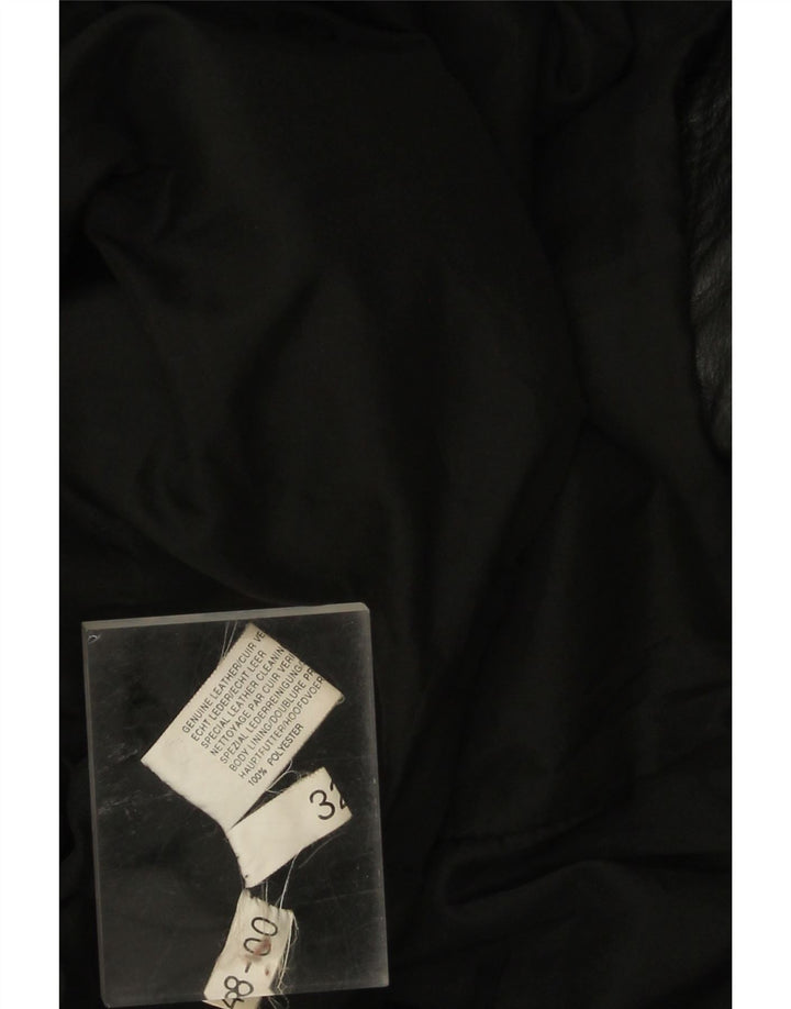 Vintage damski płaszcz skórzany UK 20 2XL czarna skóra