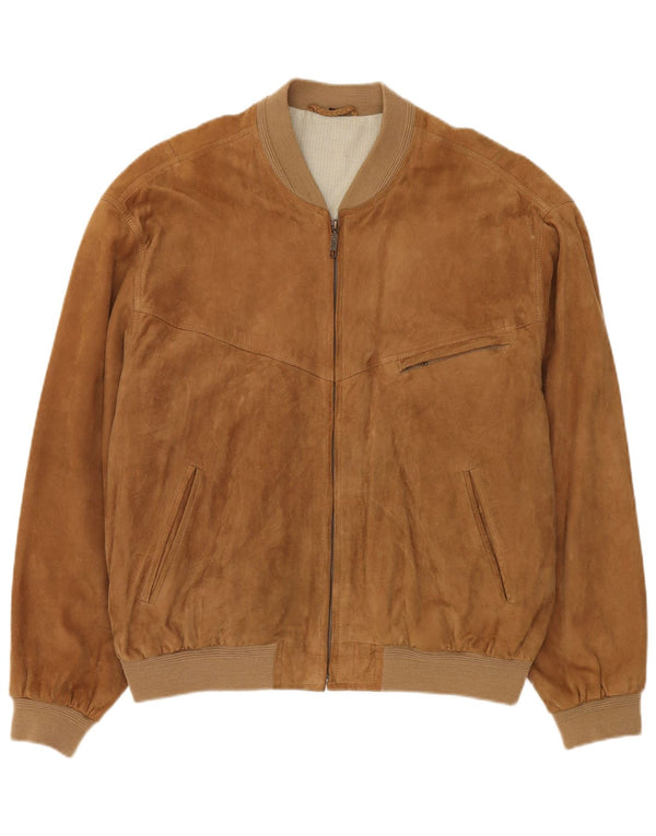 Męska zamszowa kurtka bomber McNeal UK 44 2XL Beżowa skóra