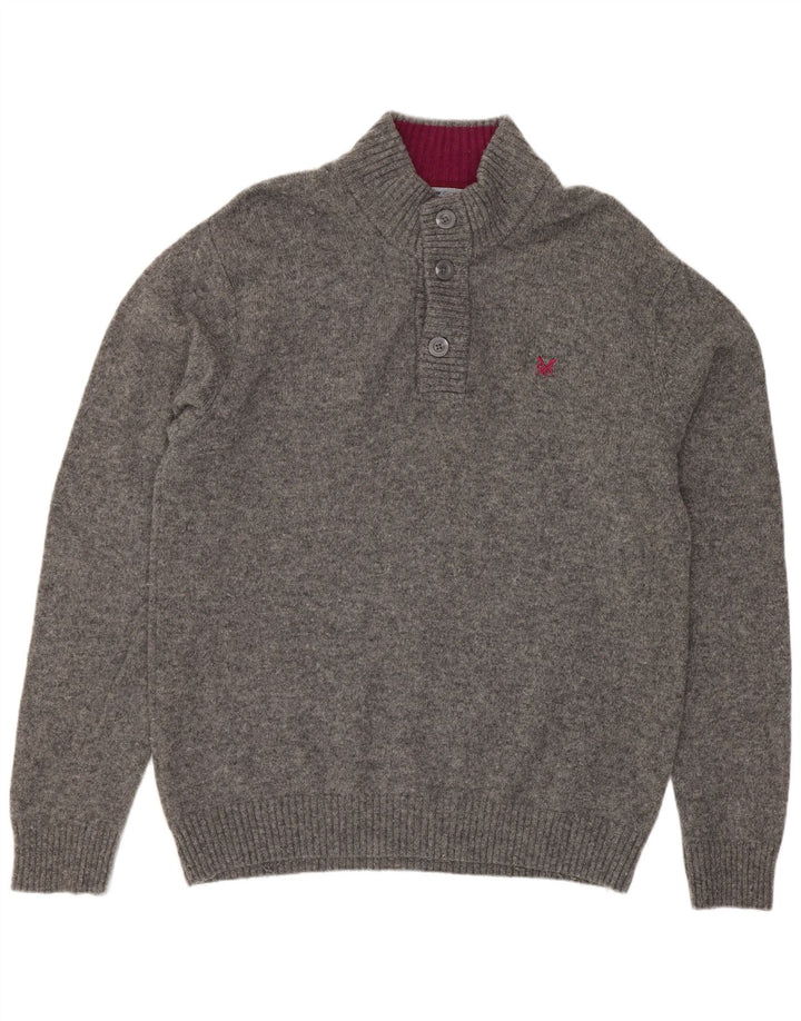 Crew Clothing Męski sweter zapinany na guziki XL, szara wełna