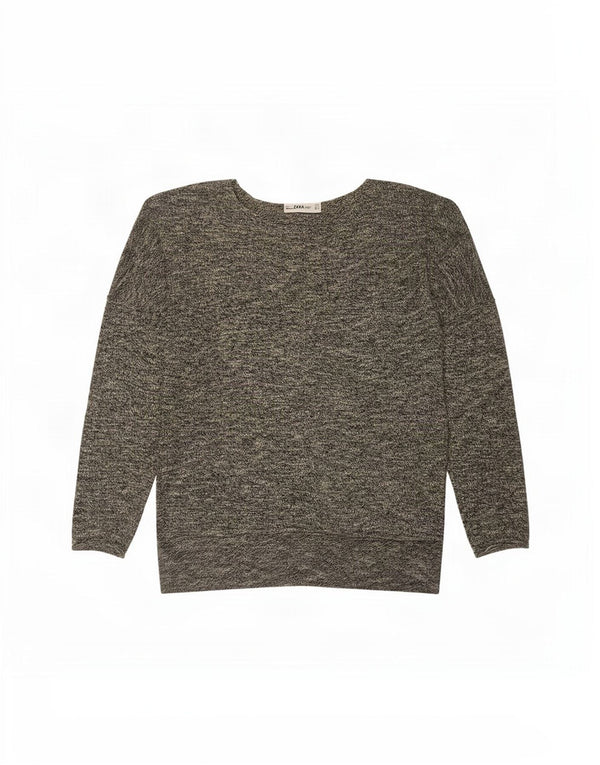 Damski sweter oversize z dekoltem w łódkę Zara UK 10 Small Grey Flecked