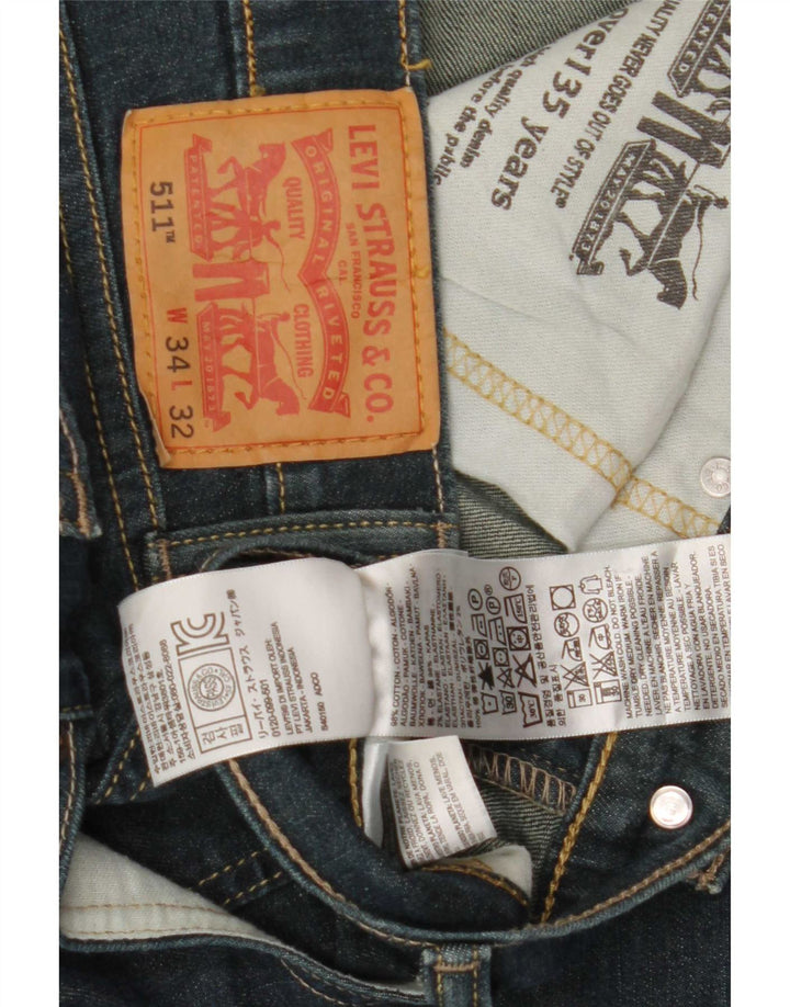 Męskie jeansy Levi's 511 Slim W34 L32 Niebieska bawełna