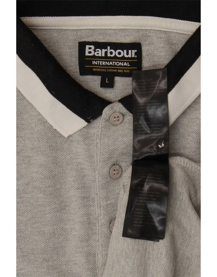 Męska koszulka polo Barbour, duża, szara, bawełniana w bloki kolorów