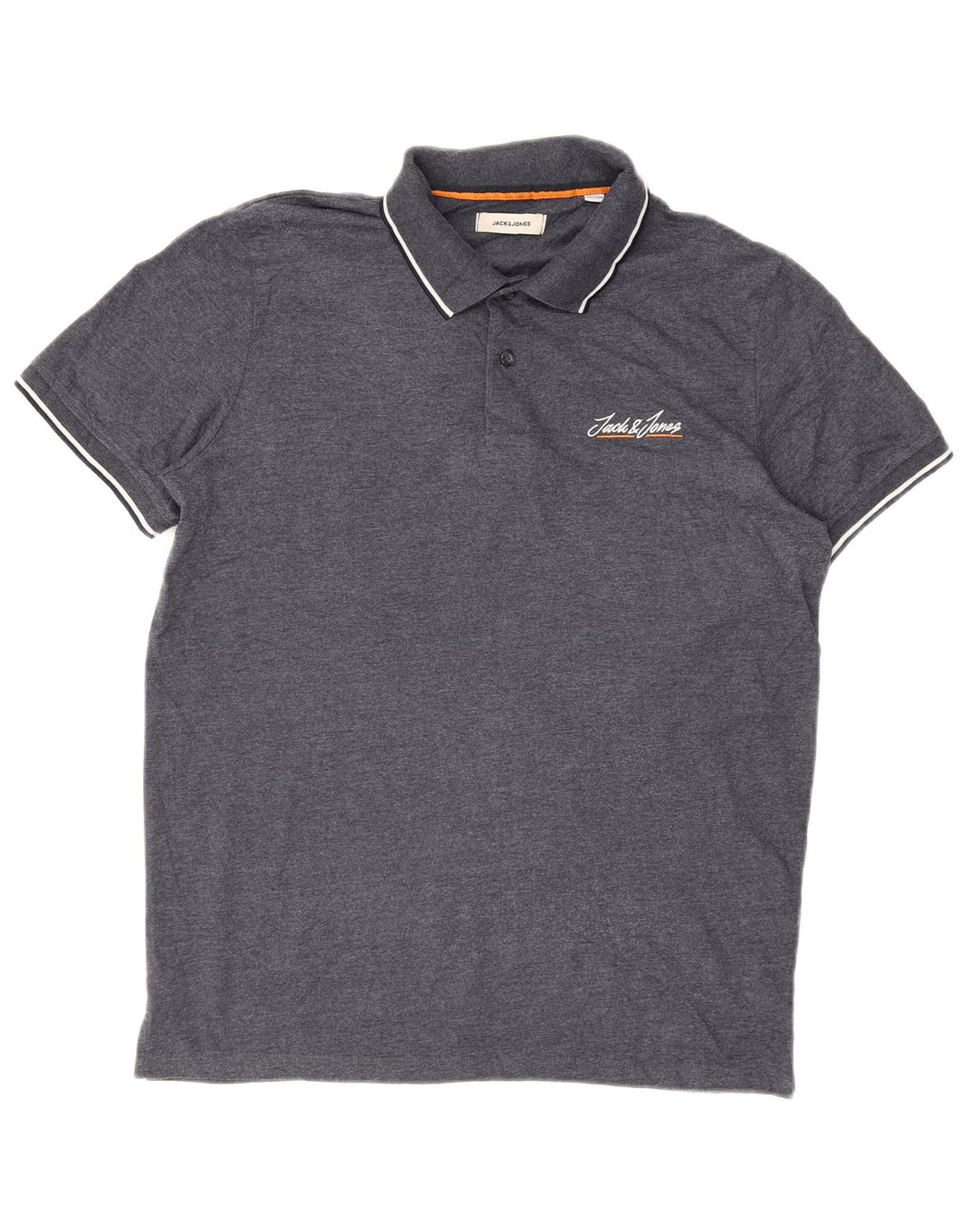 Męska koszulka polo JACK & JONES, duża, szara, bawełniana w paski