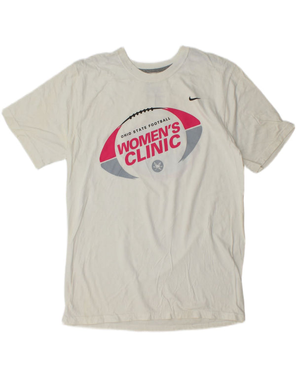 Damska koszulka z grafiką NIKE Top UK 14 Średnia biała bawełna