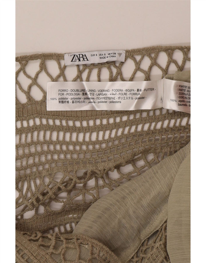Damska sukienka maxi Zara, UK 8, mała, khaki, poliester