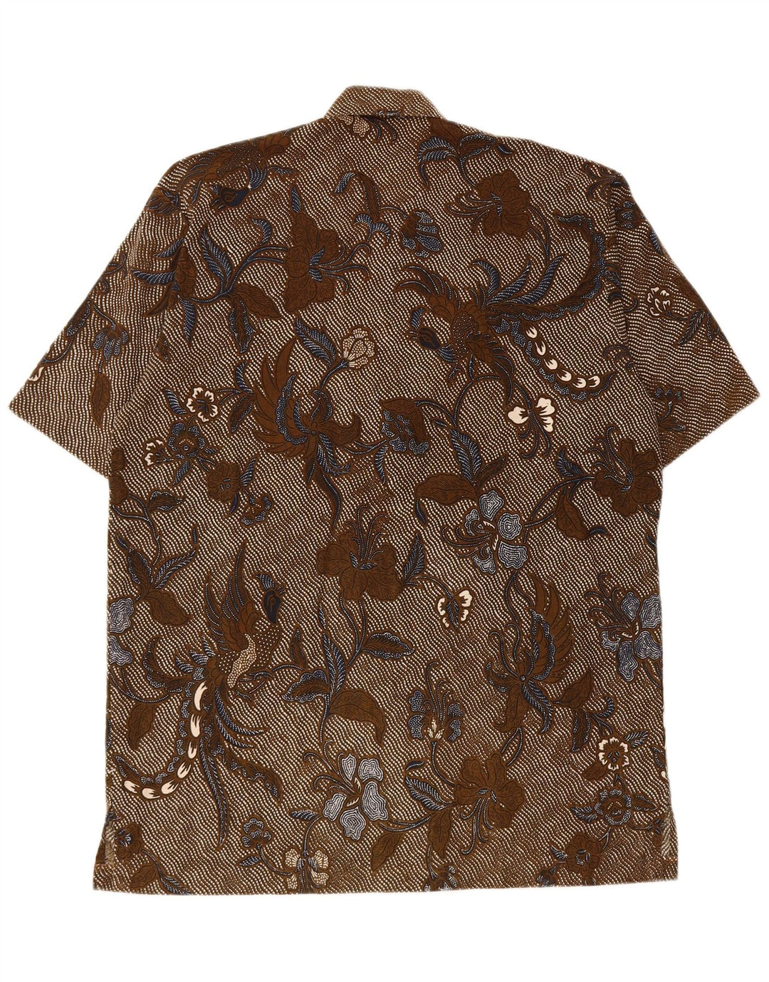Vintage męska koszula z krótkim rękawem XL, brązowa, w kwiaty