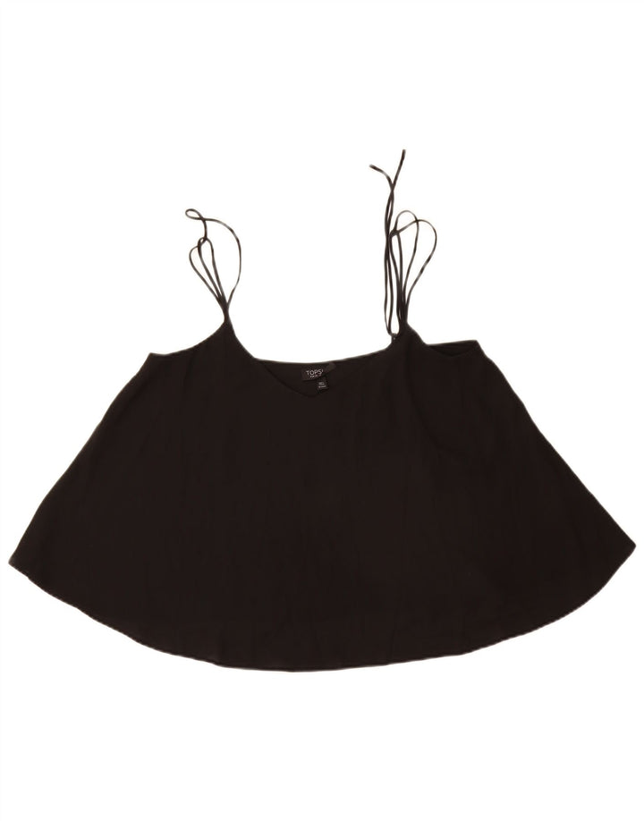 Topshop damski top na ramiączkach UK 12, średni czarny poliester