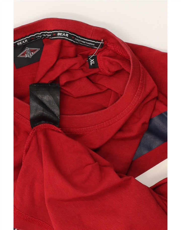 Męski T-shirt z grafiką Bear, XL, czerwony, bawełniany
