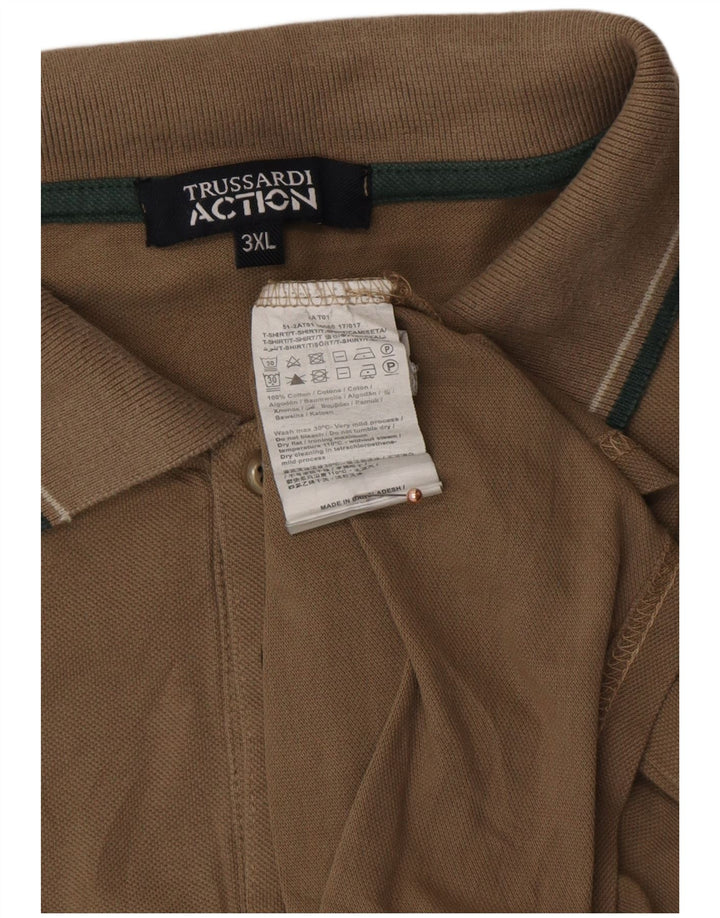 Męska koszulka polo TRUSSARDI 3XL, brązowa, bawełniana