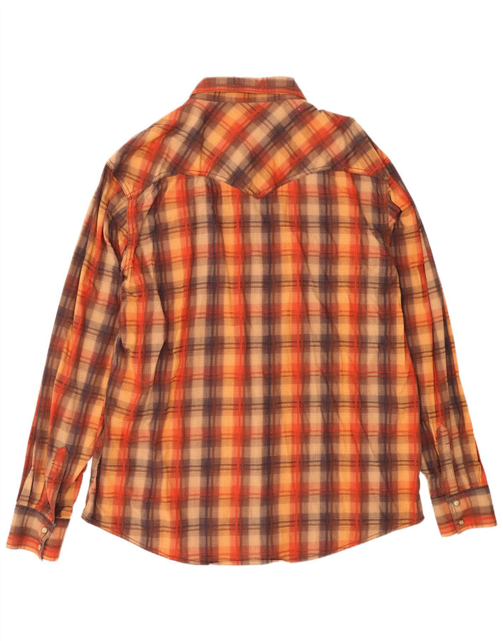 Męska koszula retro Wrangler 2XL, brązowa, bawełniana w kratkę