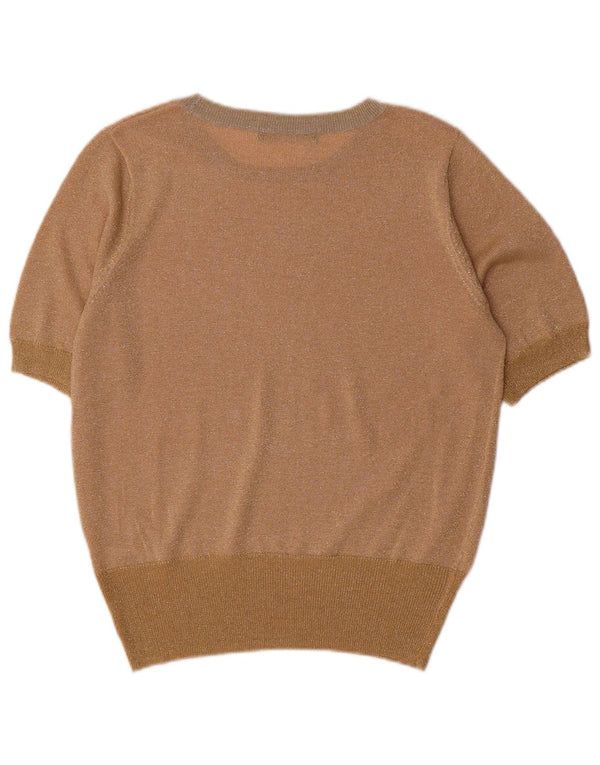 Marks & Spencer Damski sweter z dekoltem w łódkę, UK 14, średnie złote plamki