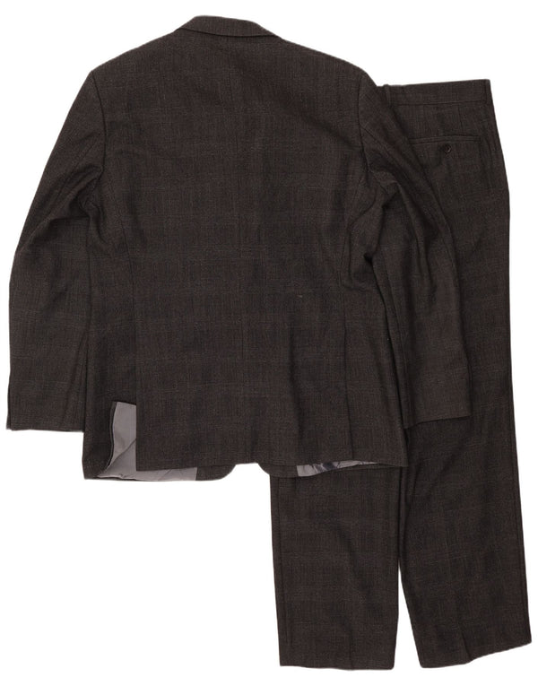 Hugo Boss Męski garnitur zapinany na 2 guziki EU 54 2XL W38 L31 Szara wełna w kratkę