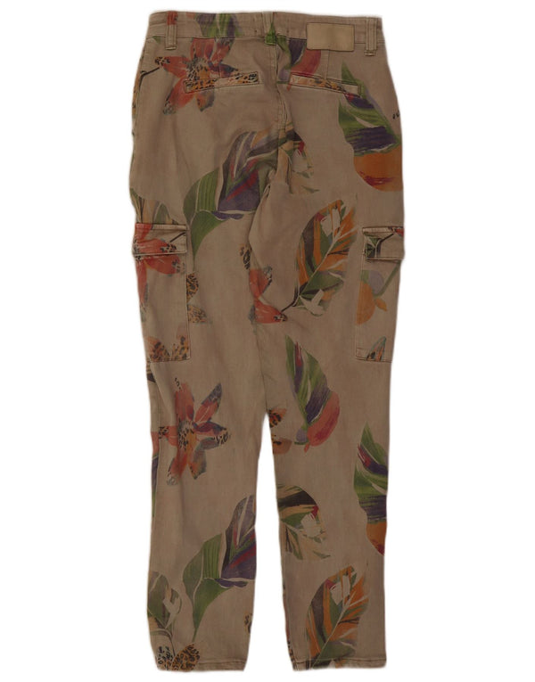 Damskie spodnie cargo Desigual EU 38 Medium W28 L27 Beżowe kwiaty