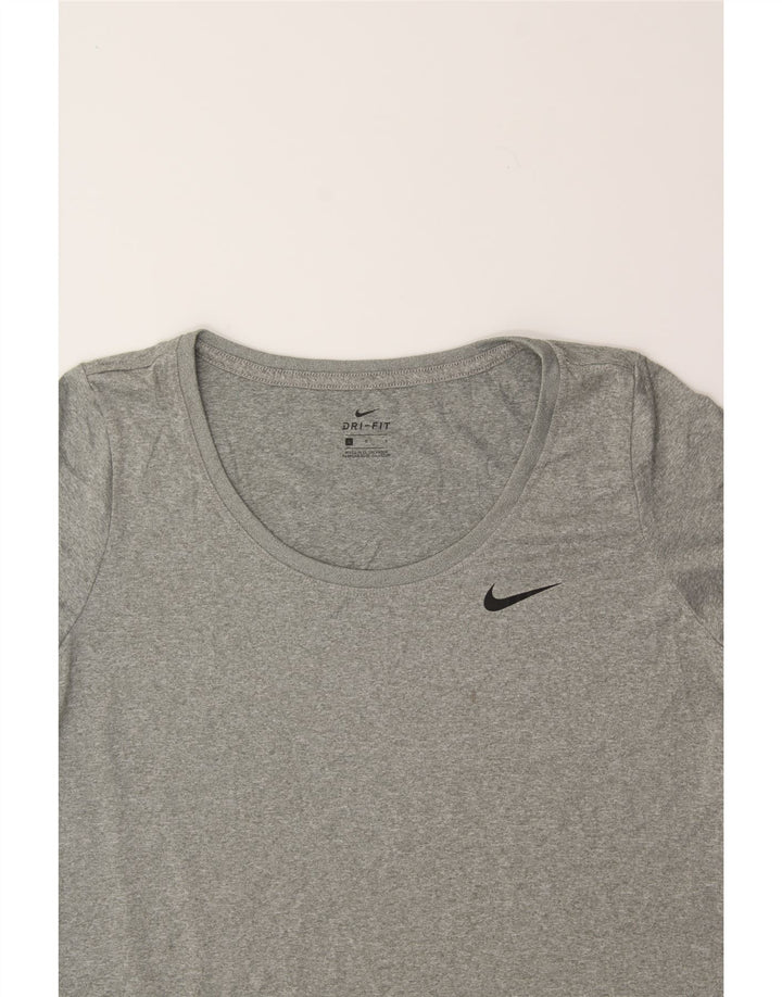 NIKE Womens Dri Fit T-Shirt Top UK 14 Large Grey Flecked Polyester Vintage Nike and Second-Hand Nike from Messina Hembry 