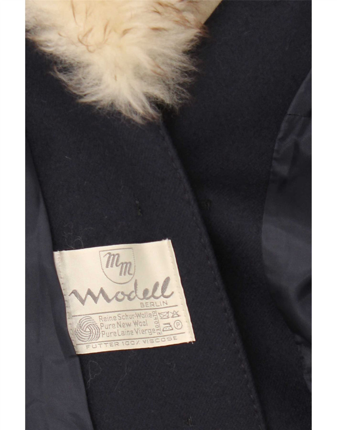 Płaszcz damski w stylu vintage UK 18 XL, granatowy, wełniany