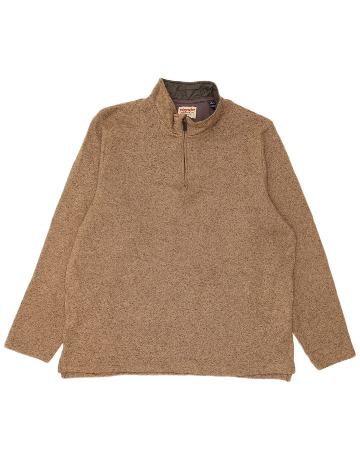 Męski sweter Wrangler z zamkiem błyskawicznym XL, brązowy, nakrapiany poliester