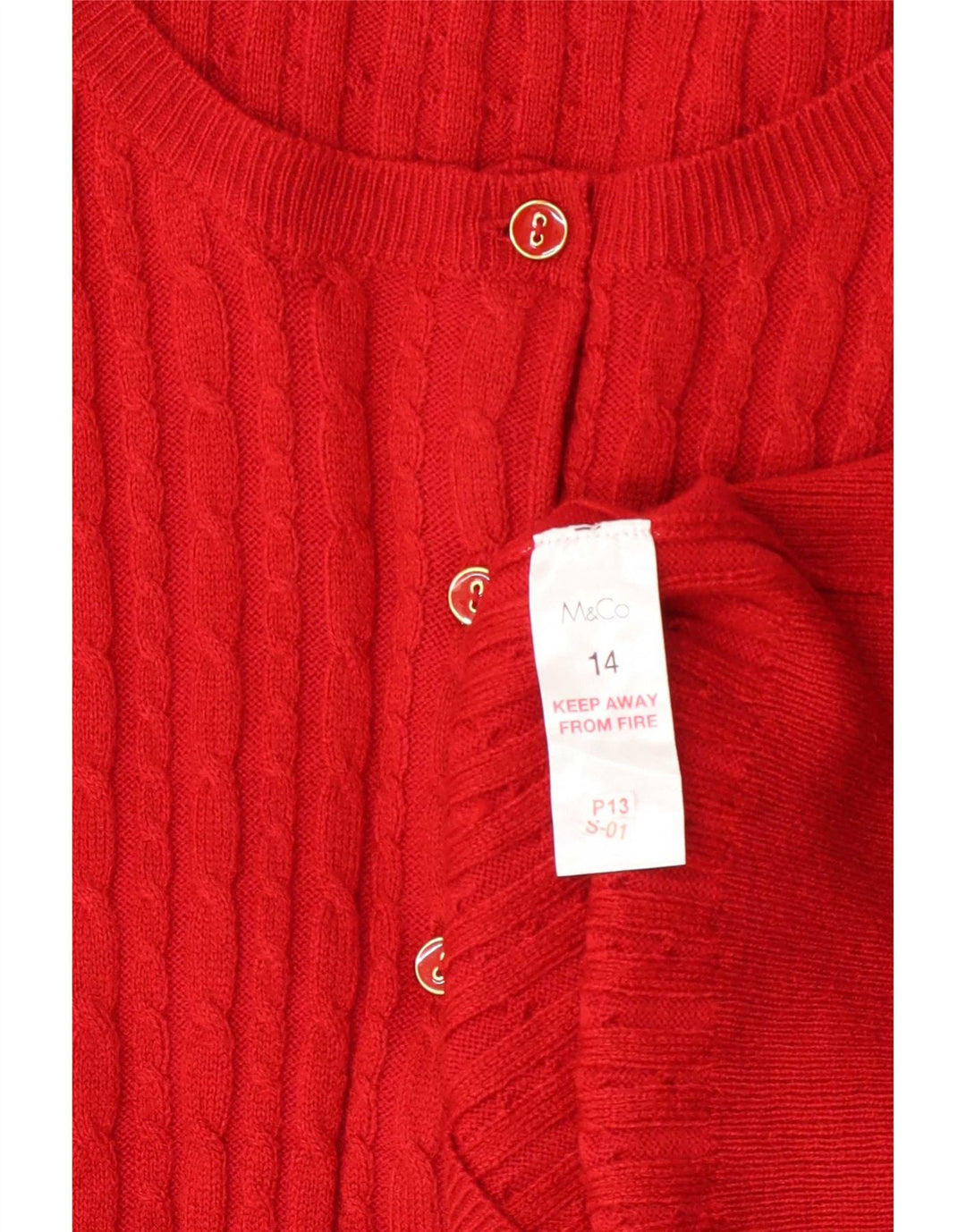 Sweter damski M&Co, UK 14, średni czerwony akryl