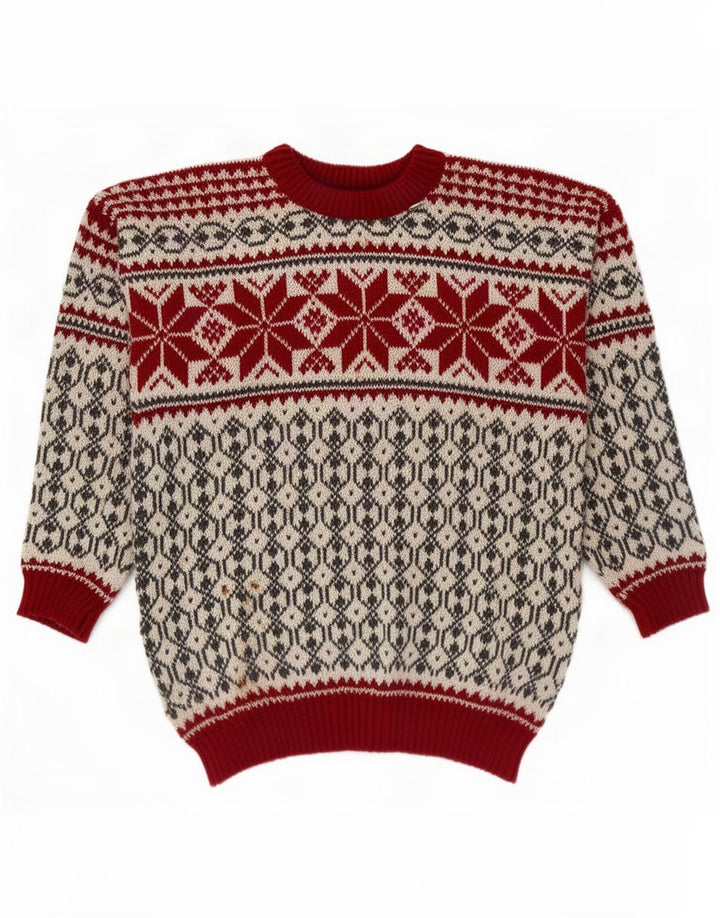 Męski sweter unisex Voss z okrągłym dekoltem, średni, złamany biały Fair Isle