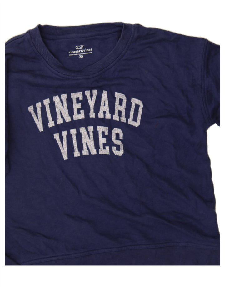 VINEYARD VINES Womens Oversized Sweatshirt Jumper UK 6 XS Navy Blue Vintage Vineyard Vines and Second-Hand Vineyard Vines from Messina Hembry 