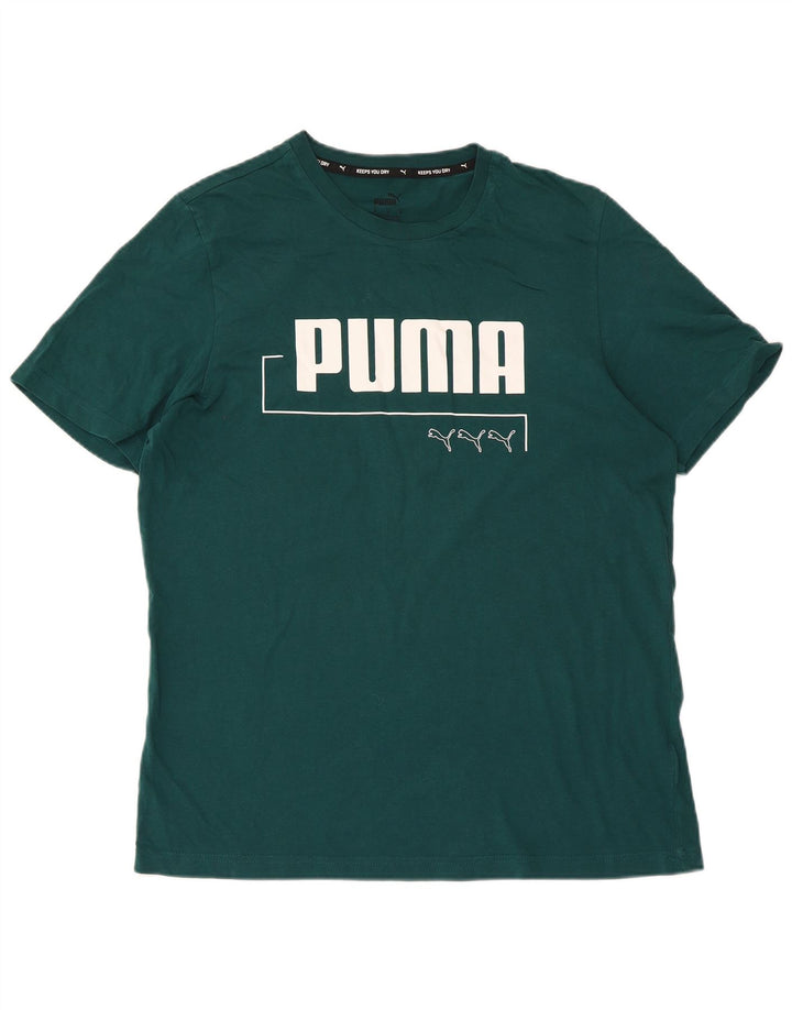 Męski T-shirt z grafiką Puma, średni zielony