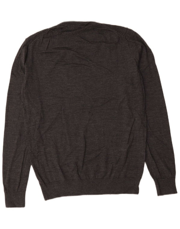 Męski sweter Zara z okrągłym dekoltem, duży, szary, wełniany