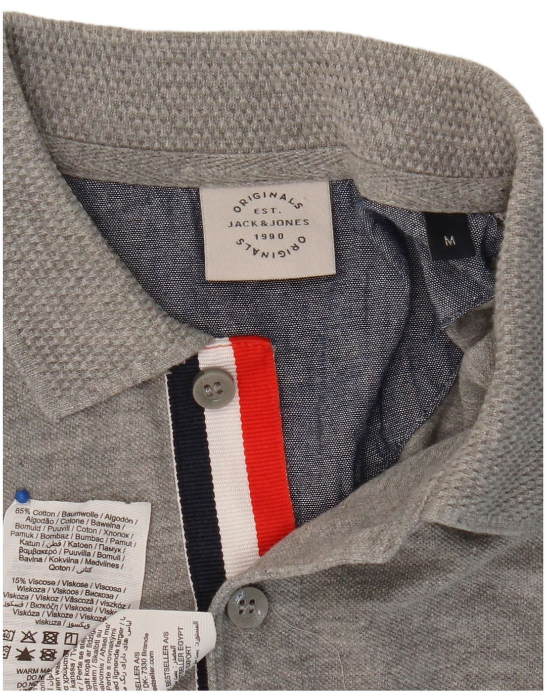 Męska koszulka polo JACK & JONES, średnioszara, bawełniana