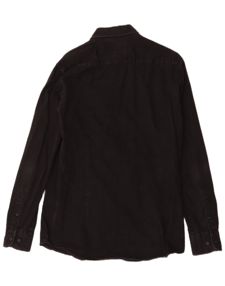 Męska koszula dżinsowa Massimo Dutti, średnia czarna, bawełniana