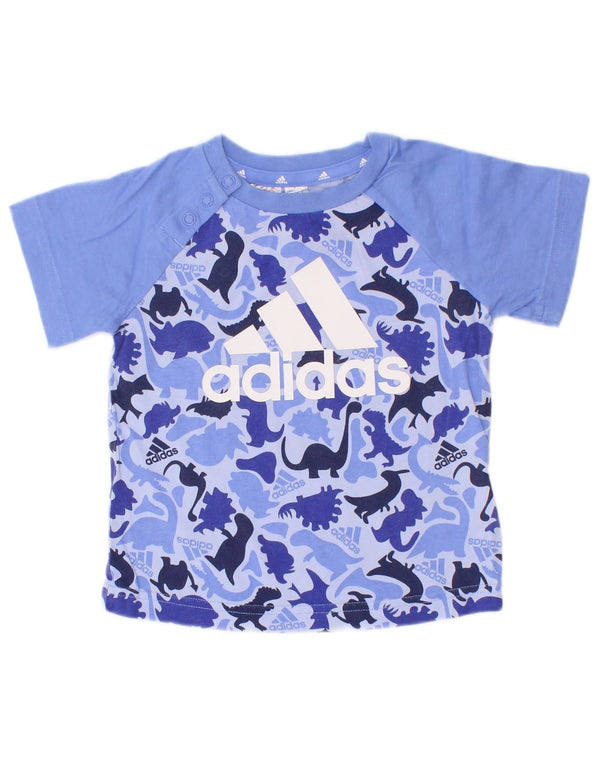 Adidas Baby Boys Graphic T-shirt Top 9-12 miesięcy Niebieski, bawełniany nadruk zwierzęcy