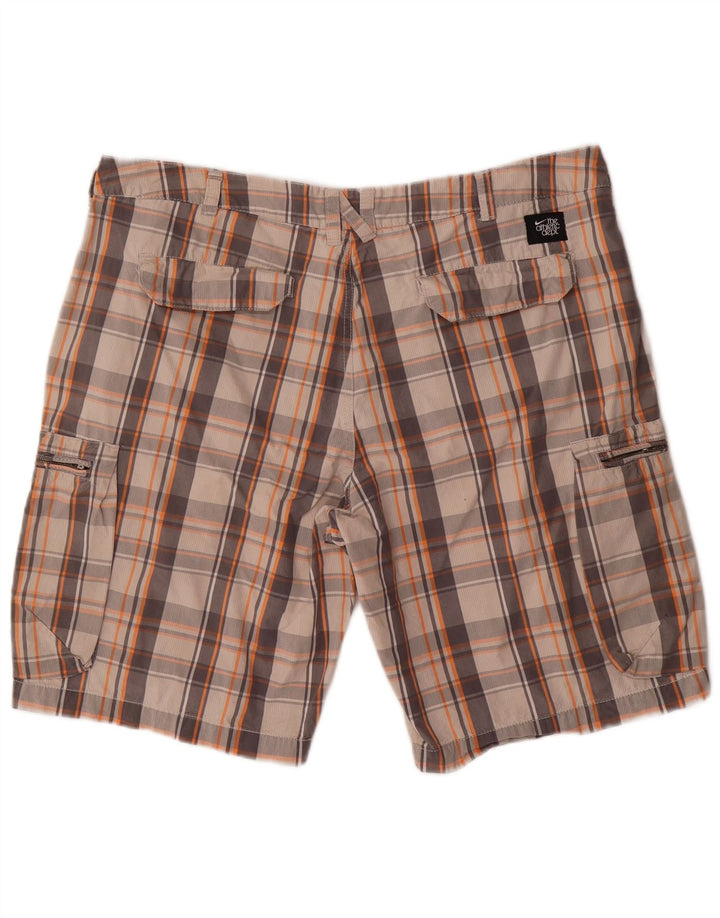 Męskie spodenki cargo NIKE W36, duże, szare, bawełniane w kratę