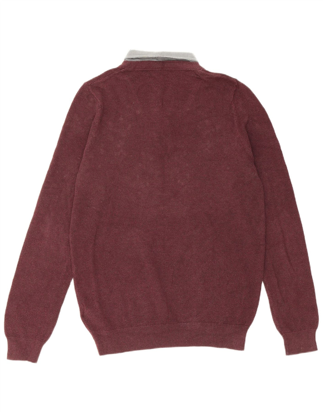 Marks & Spencer Męski sweter polo o regularnym kroju, mały, bordowy