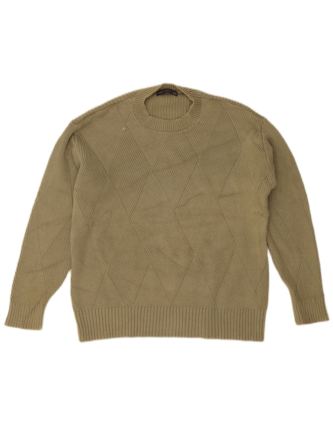 Marks & Spencer Damski sweter z okrągłym dekoltem, UK 14, średni khaki
