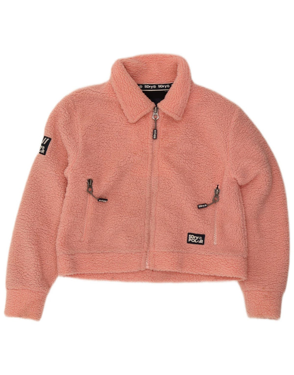 Damska kurtka polarowa oversize Superdry Teddy Bear UK 10, mała, różowa