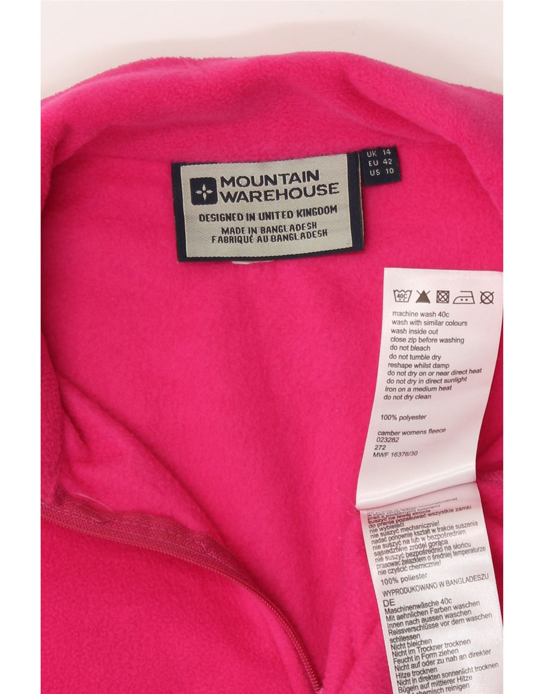 Damski sweter polarowy Mountain Warehouse z zamkiem błyskawicznym, UK 14, duży, różowy poliester