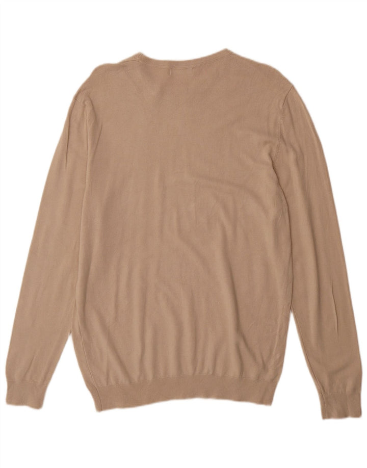 ZARA Mens Crew Neck Jumper Sweater Medium Beige Viscose