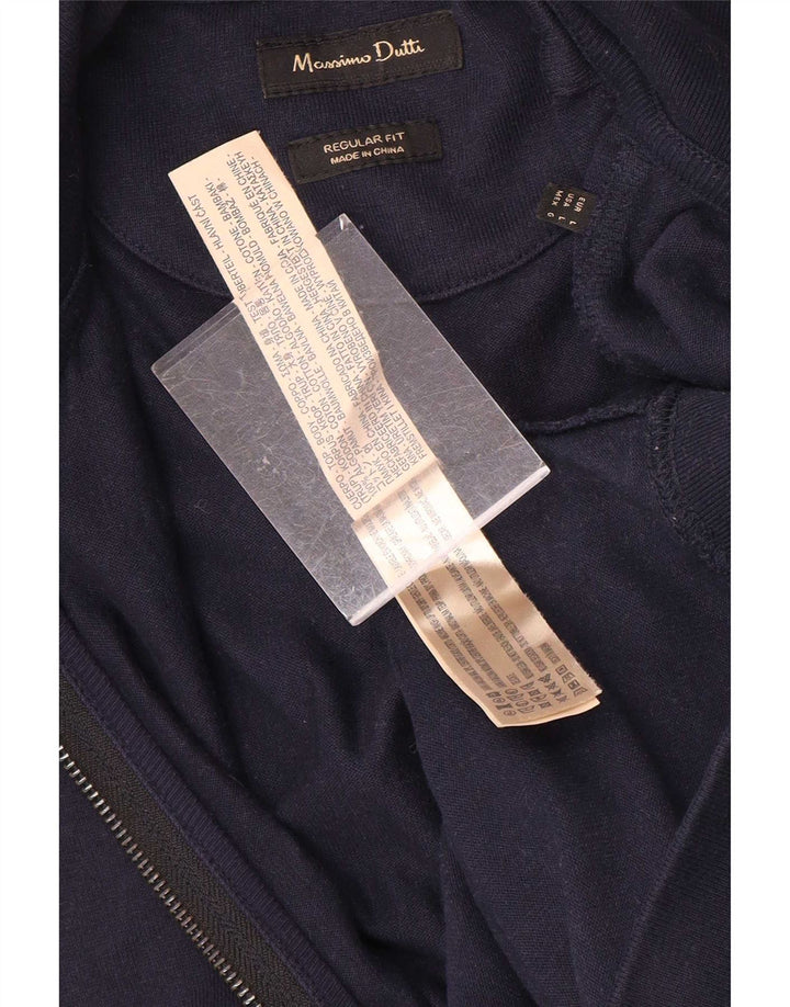 Męska kurtka dresowa Massimo Dutti o regularnym kroju, duża, granatowa, bawełniana