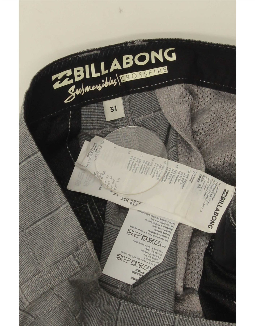 Męskie spodenki Chino Billabong W31 Średni szary poliester w paski