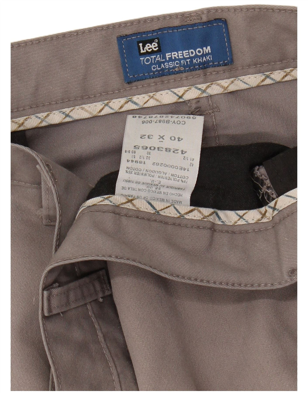 Męskie spodnie chino Lee Straight Classic Fit W40 L32 Szary poliester