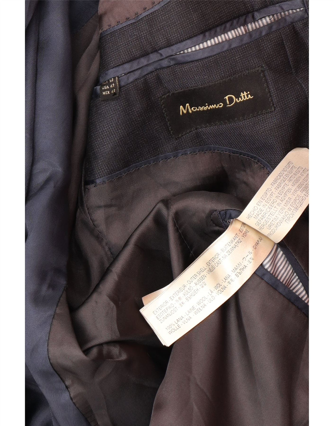 MASSIMO DUTTI Męska marynarka zapinana na 2 guziki EU 52, duża, granatowa, wełniana