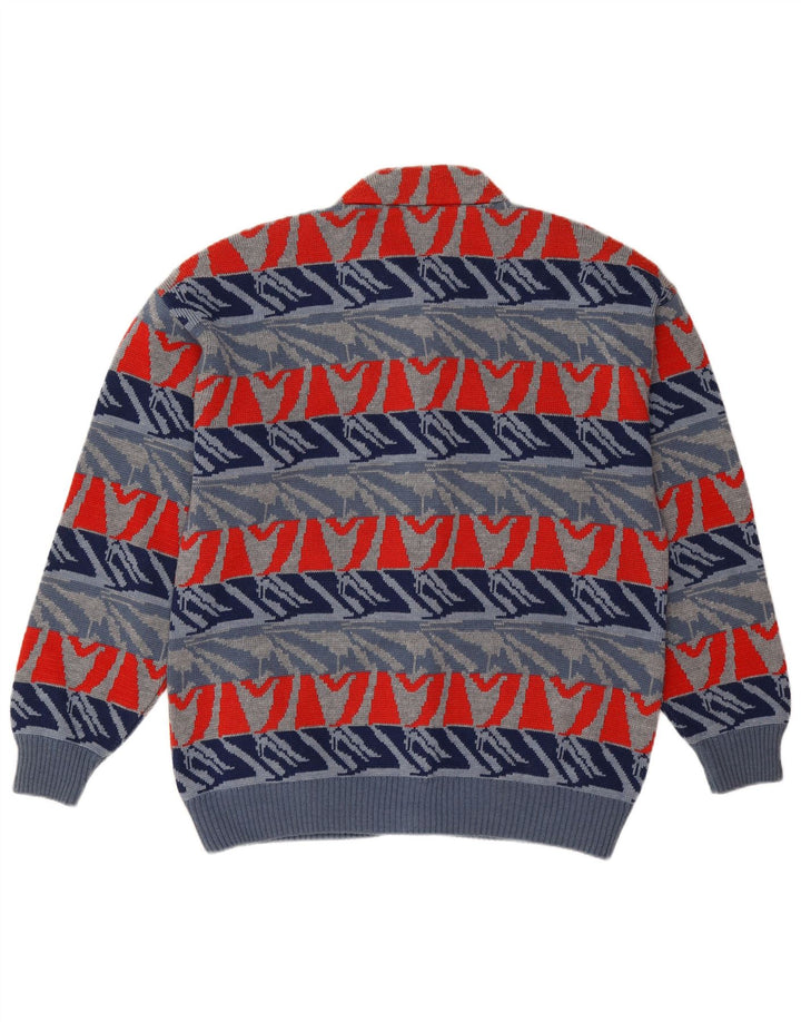 Sweter męski Settebello, duży, niebieski, geometryczny, wełniany